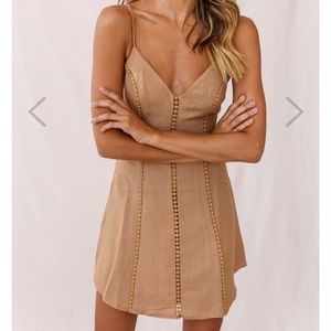 Selfie Leslie Petunia Tie-Up Back Mini Dress Tan size M
